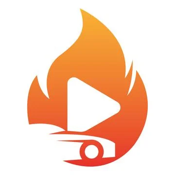 Fire Play Button Logo Video Media Energy Illustrazione stock
