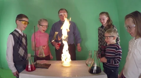 Fire. playing with fire. Chemistry lesson. Video stock 59841778