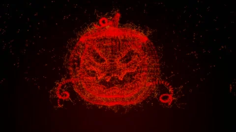 Fire plexus moving pumpkin on a dark screen Video stock 118197552