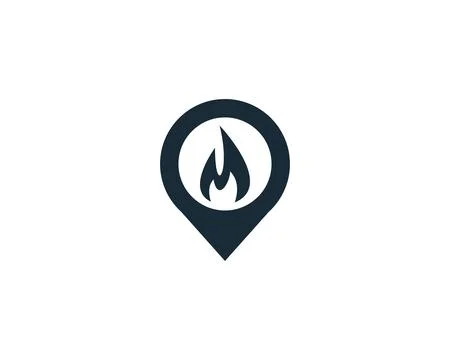 Fire Pointer or Pin Icon Vector Logo Template Illustration Design Stock Illustration