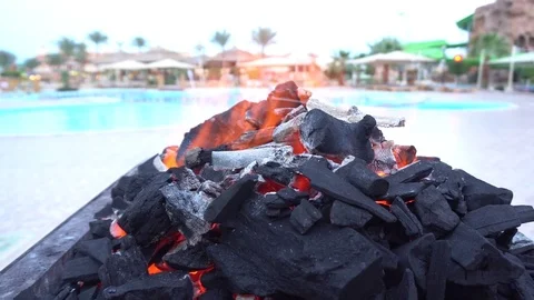 Fire on the Pool Background | Stock Video | Pond5
