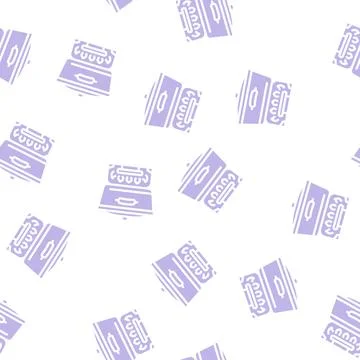 Fire pot cooking glyph vector seamless pattern Stock Illustration