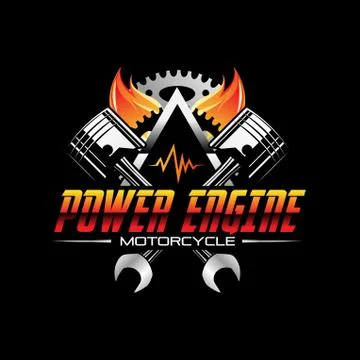 Fire Power Automotive Engine Logo Design Symbol Icon Stock Illustration