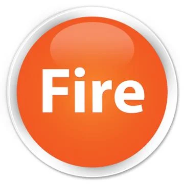 Fire premium orange round button Stock Illustration