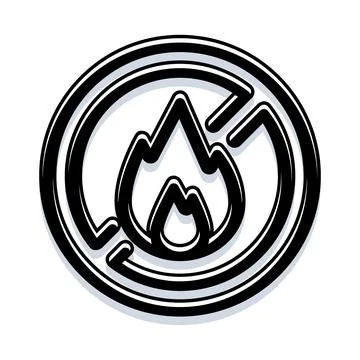 Fire prohibition symbol indicating no open flames allowed Stock Illustration