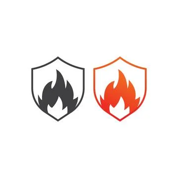 Fire protect, shield. Vector icon template Stock Illustration