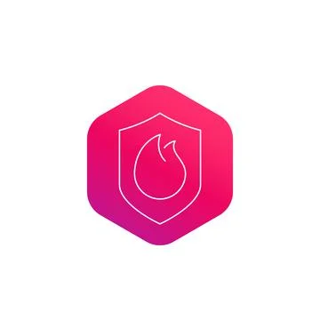Fire protection icon, line Stock Illustration