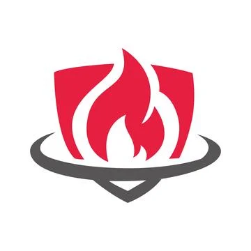 Fire protection icon. Shield with fire sign. Vector illustration Stock Illustration