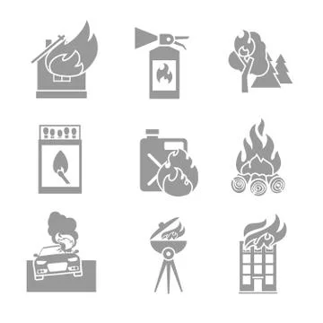 Fire Protection Icons Illustrazione stock