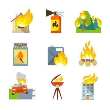 Fire Protection Icons Stock Illustration