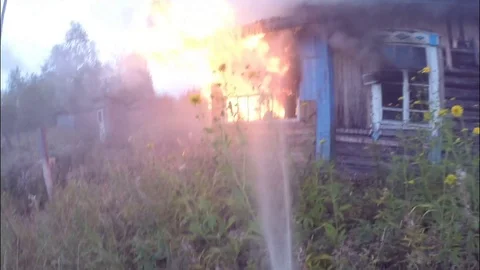 Fire protection. Open fire. Extinguishing the fire. Stock Footage 80450795