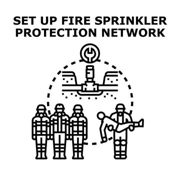 Fire protection system setup and emergency rescue services Stock-Illustration
