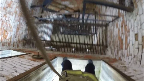Fire protection. Training firefighter. Descent on the rescue rope. Video stock 76268719
