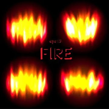 Fire radiance set on dark background Stock Illustration