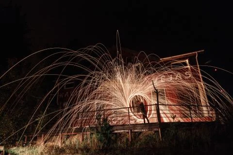 Fire rain long exposure Stock Photos