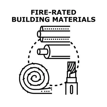 Fire rated building materials for construction safety concept Stock Illustration