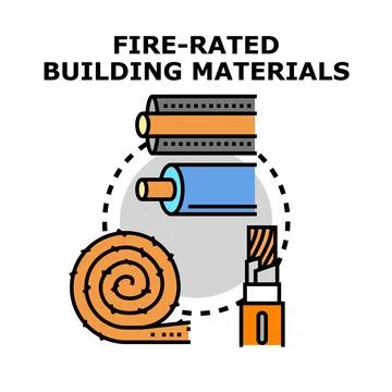 Fire rated building materials for construction safety concept Ilustración de archivo