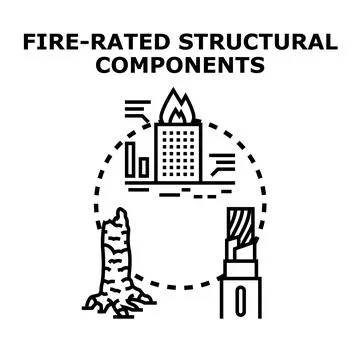 Fire rated structural components concept abstract illustration Stock Illustration