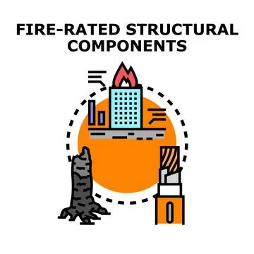 Fire rated structural components concept abstract illustration Stock Illustration