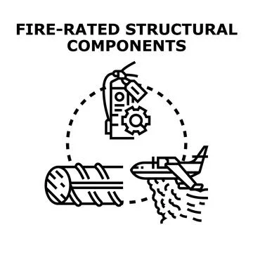 Fire rated structural components protecting construction materials Illustrazione stock