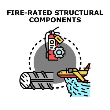 Fire rated structural components protecting construction materials Illustrazione stock