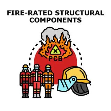 Fire rated structural components safety concept illustration Illustrazione stock