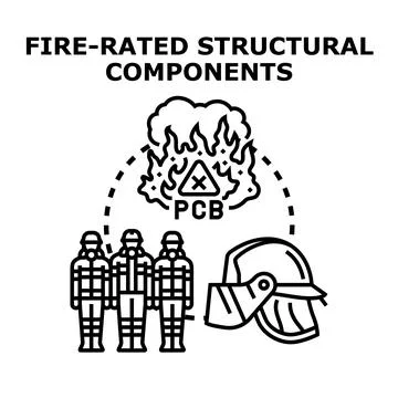 Fire rated structural components safety concept illustration Stock Illustration