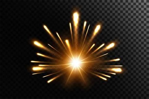 Fire Rays with Particle Explosion, Vector Illustration Stock Illustration