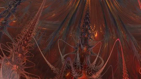 Fire Red Abstract Computer generated Fractal design. 3D Illustration of a Bea Stock Illustration