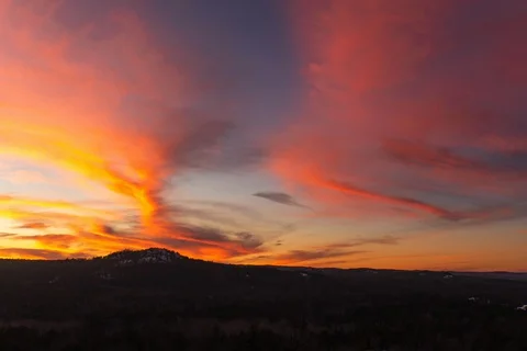 Fire red clouds at sunset Stock Footage 127924960