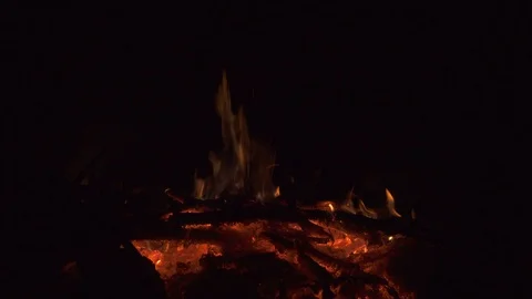 Fire on red-hot coals. 4K ultra hd video clip Stock Footage 98486512