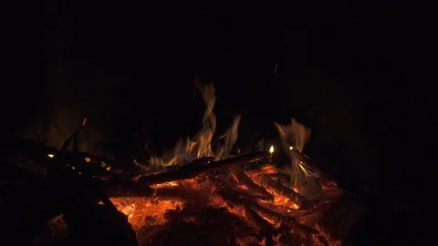 Fire on red-hot coals. 4K UHD video footage Video stock 98486521