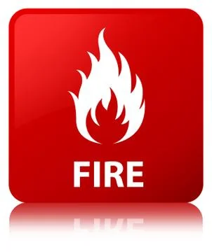 Fire red square button Stock Illustration