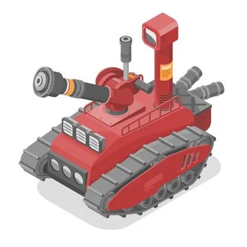 Fire Rescue Firefighting and Scouting robot safety Service Stock Illustration
