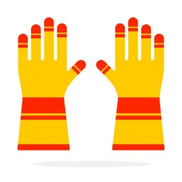 Fire rescue gloves flat isolated vector Stock Illustration