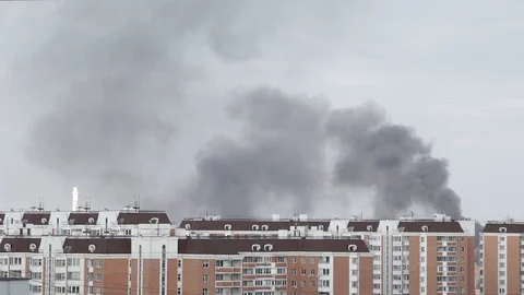 Fire in a residential area. close-up Stock Footage 129848282