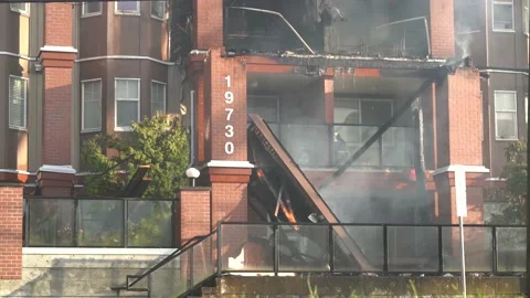 The fire of a residential building. Stock Footage 135547131