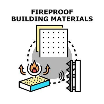 Fire resistance building materials providing safety solutions Ilustración de archivo