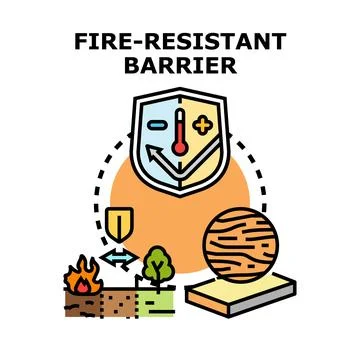Fire resistant barrier protecting from flame spread hazard Stock-Illustration