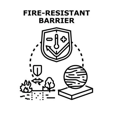 Fire resistant barrier protecting from flame spread hazard Stock Illustration
