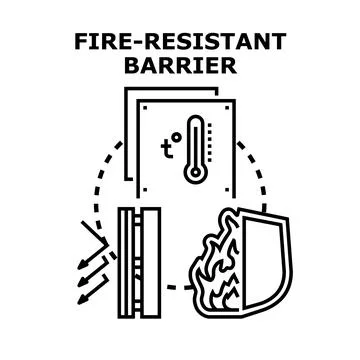 Fire resistant barrier protecting from high temperature Stock Illustration