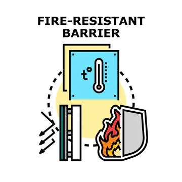 Fire resistant barrier protecting from high temperature Stock Illustration