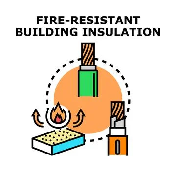 Fire resistant building insulation concept vector icon Stock Illustration