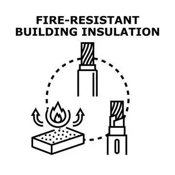 Fire resistant building insulation concept vector icon Stock Illustration
