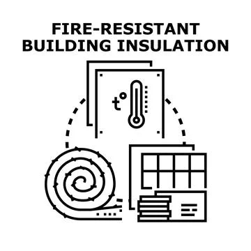 Fire resistant building insulation vector concept illustration Stock Illustration