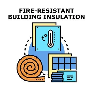 Fire resistant building insulation vector concept illustration Stock Illustration