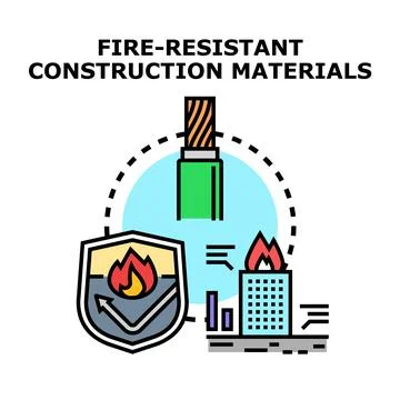 Fire resistant building materials protecting structures concept Stock-Illustration