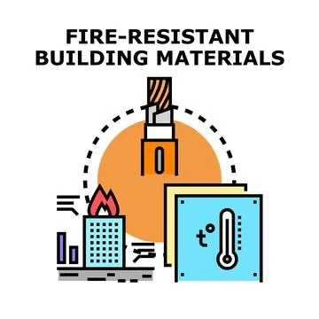 Fire resistant building materials safety technology concept Stock Illustration