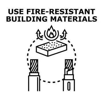Fire resistant building materials safety concept Stock Illustration