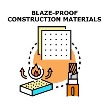 Fire resistant building materials safety technology concept Stock Illustration